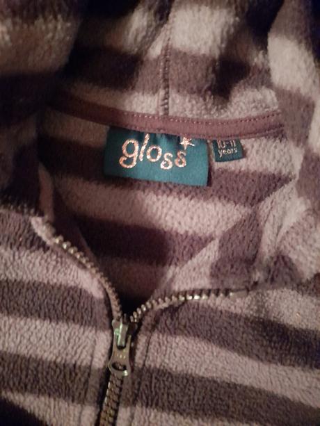 Fialová pruhovaná mikina na holku s kapucí, 146