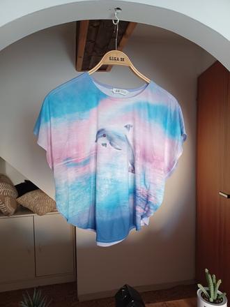 Duhové tričko delfín h&m 134/140, h&m,140