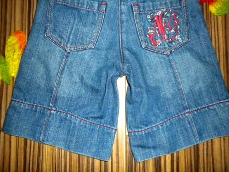 Bomba delší vyšívané riflové kraťasy, 104