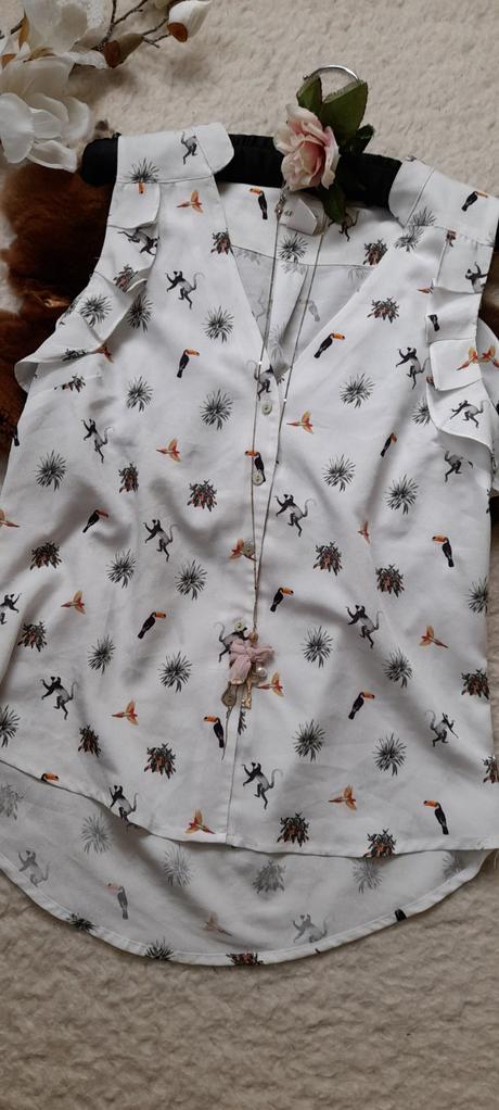 H&m letní halenka s opičkami a tukany, h&m,s