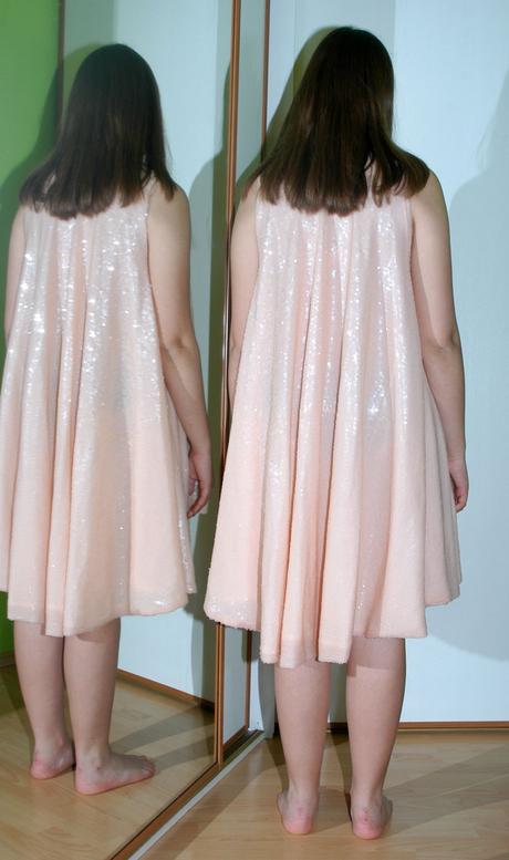 Slavnostní společenské krátké volné šaty s flitry, 36