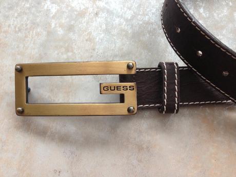 Hnědý kožený opasek značky guess vel. xs, guess