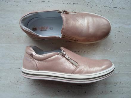 Růžové zlaté boty polobotky kožené, lasocki,36