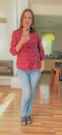 Růžová halenka s kvítky, vel l, cecil, l