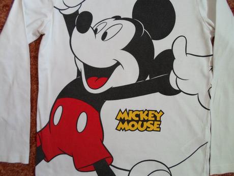 Bílé tričko triko s dlouhým rukávem mickey mouse, disney,128