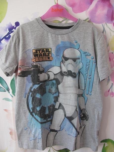 Šedé bavlněné tričko s potiskem star wars, 140