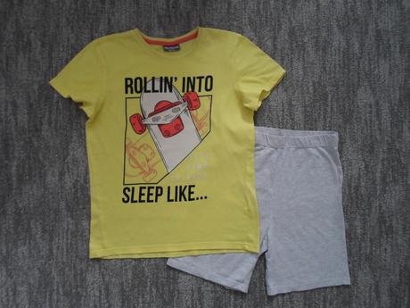 Žluté šedé chlapecké pyžamo letní, 146