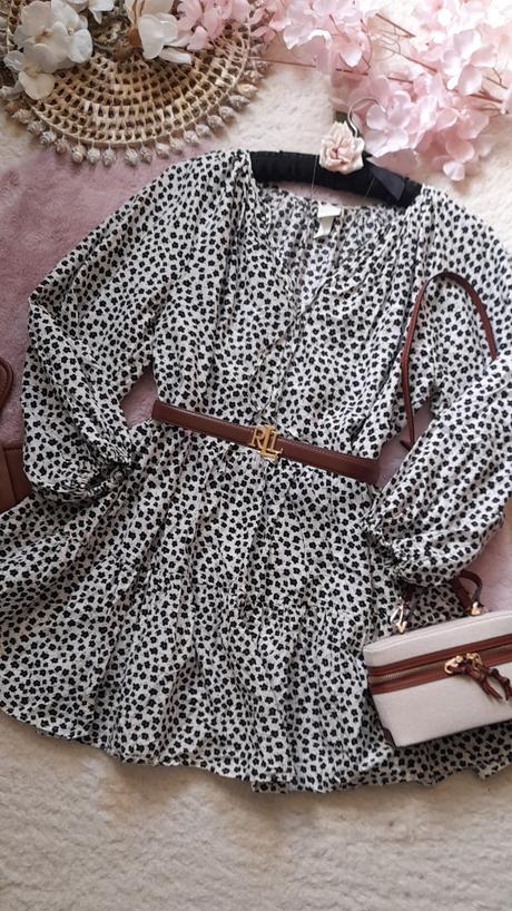 H&m květované bavlněné šaty s nabíranými rukávy, h&m