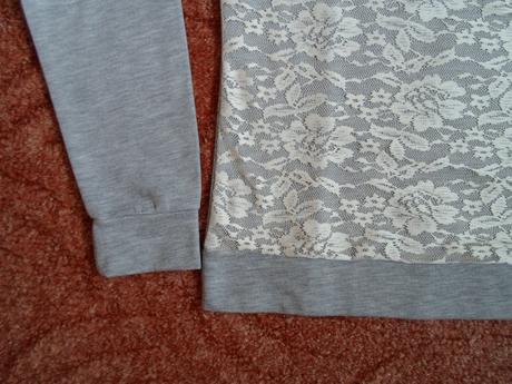 Šedá mikina mikinka s krajkou, terranova,s