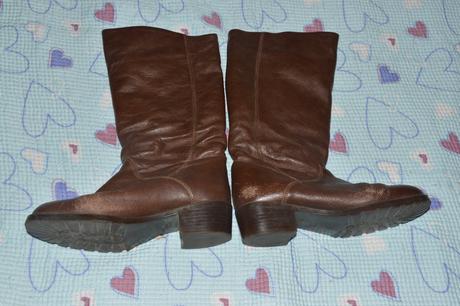 Hnědé kožené kozačky, vel. 35 - 36, 35
