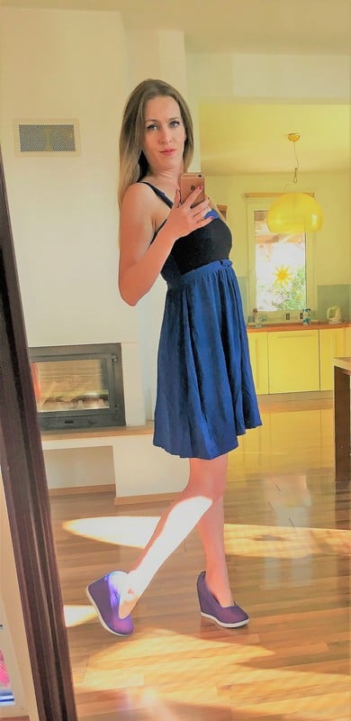 Modré šaty s krajkou, vel s/m, even + od, m