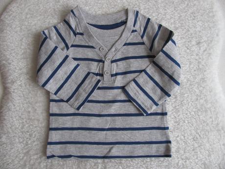 Šedé bavlněné tričko s modrým pruhem v.3-6 měs., george,68