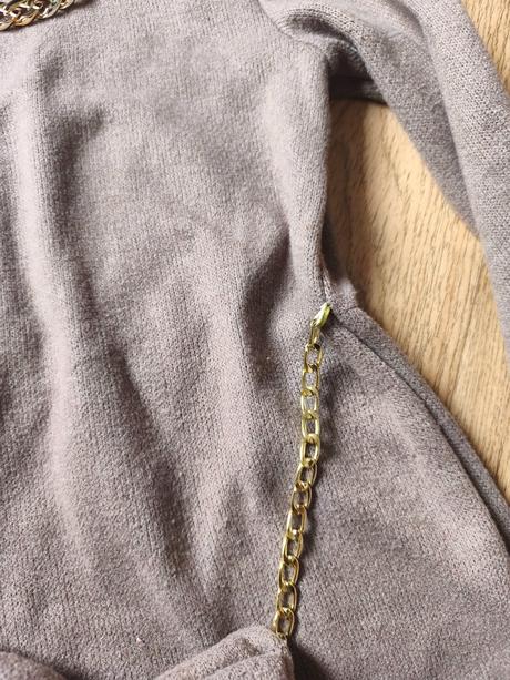 Hnědé lila svetrové šaty 146-158, 152