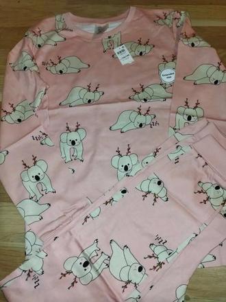 Růžové pyžamo se soby 134/140 lindex, lindex,134