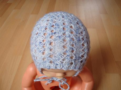 Čepice pletená, dírkovaná - modrá, 62