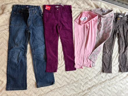 Set kalhoty, dżiny, leginy vse v 110, 104–116
