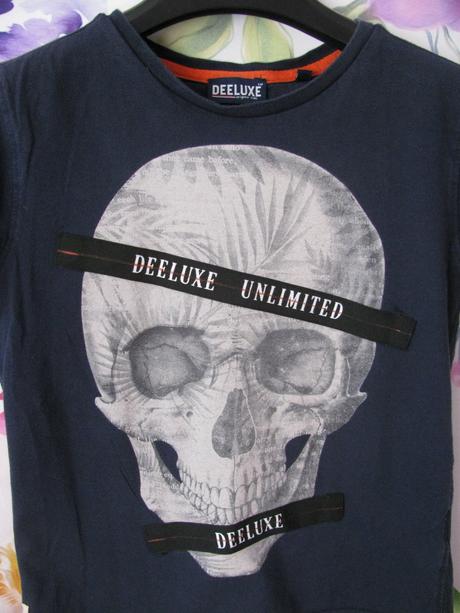 Tmavě modré bavlněné tričko s lebkou deeluxe, 128