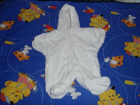 Bílá kombinézka, kombinéza, oteplený overal, 62