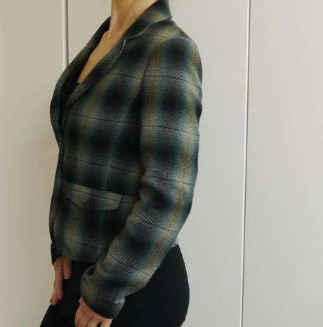 Kostkovane sako petrol - sede h&m, h&m,36