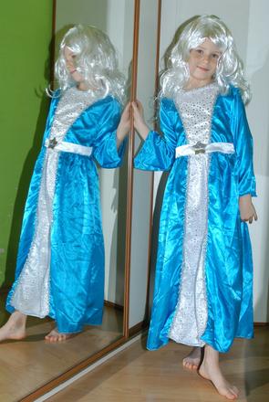 Karnevalové modré dlouhé šaty princezna i bohyně, 