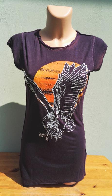 Dlouhý zdobený top tričko bik bok - vel.m, m