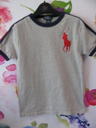 Dětské šedé bavlněné tričko, ralph lauren,128