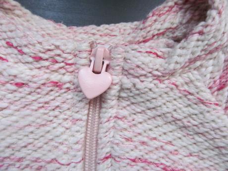 Dívčí svetr na zip, c&a, růžovo-bílý, vel. 92, c&a,92