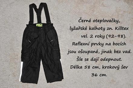 Černé lyžařské kalhoty oteplovačky killtec vel. 92, 92