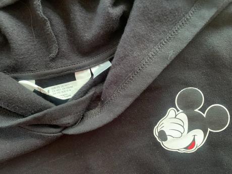 Černá cropp mikina s kapucí mickey h&m vel. 170, h&m,170