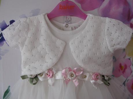 Luxusní bílé sváteční šaty s bolérkem, 80