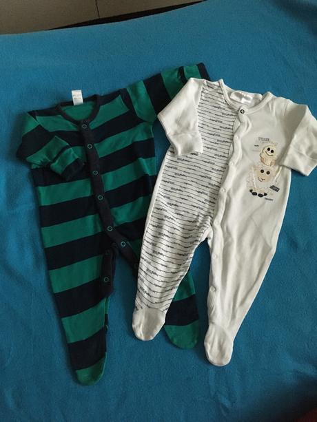 2x overal 62 - pruhovaný next, kačka a ovce ergee, next,62