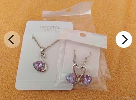 Nový set náušnice a řetízku s přívěskem labutě, swarovski