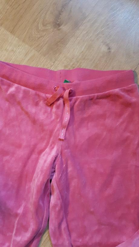 2x krásné pohodlné sametové tepláky modré a růžové, benetton,128