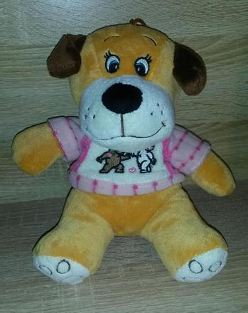 Plyšový pejsek v tričku výška 24 cm, 