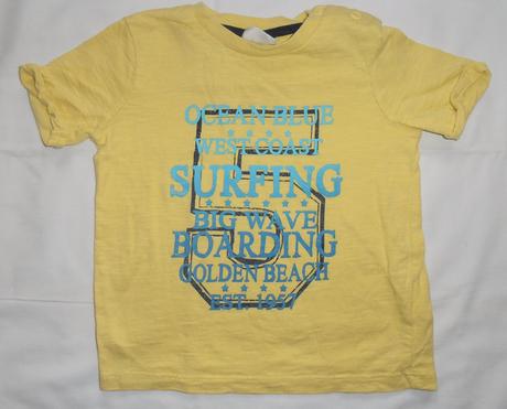 V49. žluté tričko s číslem 9-12 měs., f&f,80