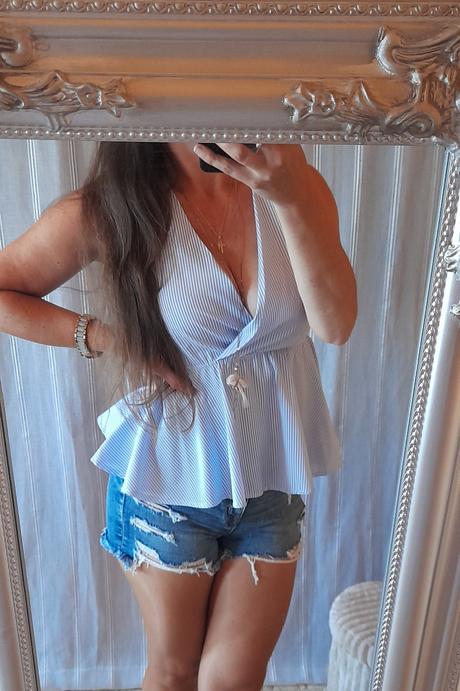 Melitea pruhovaný elegantní peplum top, m