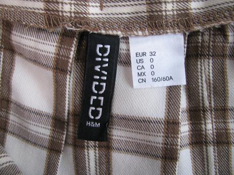 Dívčí skládaná sukně, hnědé káro h&m, h&m,146