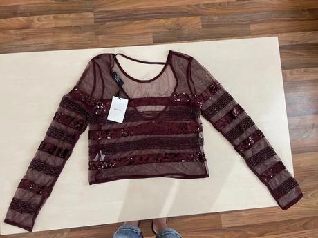 Nový průhledný top s flitry, vel s, bershka - s va, bershka,s