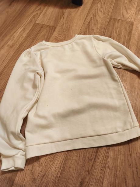 Krémová mikina s obrázky paris 134/140, h&m,140