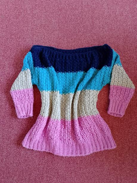 Barevný "boho" svetr next s odhalenými rameny, next,48