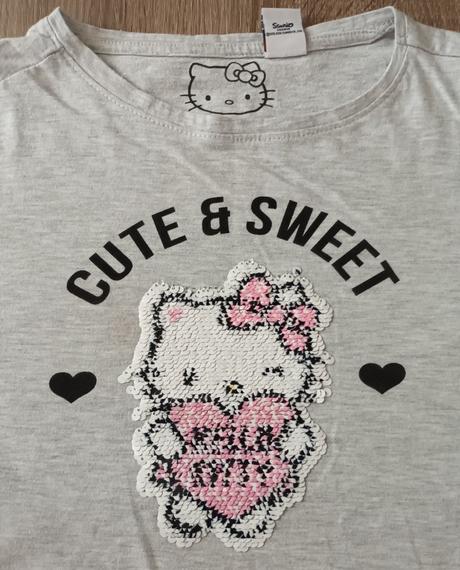 Dívčí triko dlouhý rukáv šedé hello kitty sanrio, sanrio,158