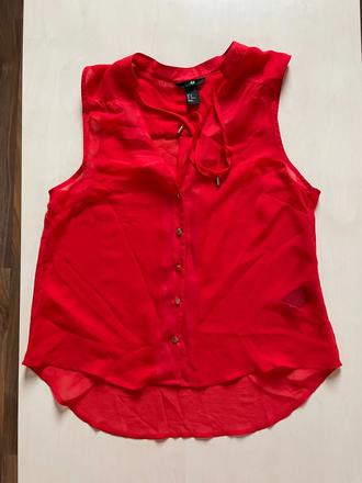 Červená prosvítavá halenka, vel l, hm, h&m,l