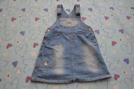 Džínové, riflové šatičky s výšivkou, laclové, 110