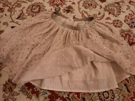 Zlatá puntíkatá tylová sukně, h&m,134