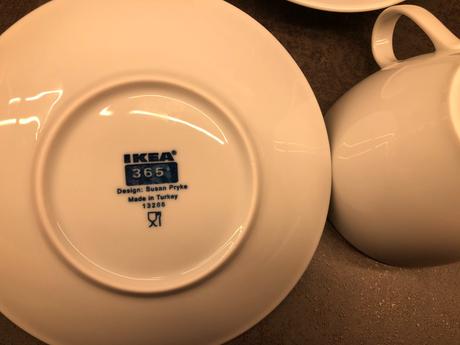 4šálky 2podšálky čaj servis ikea365+ bílá keramika, 