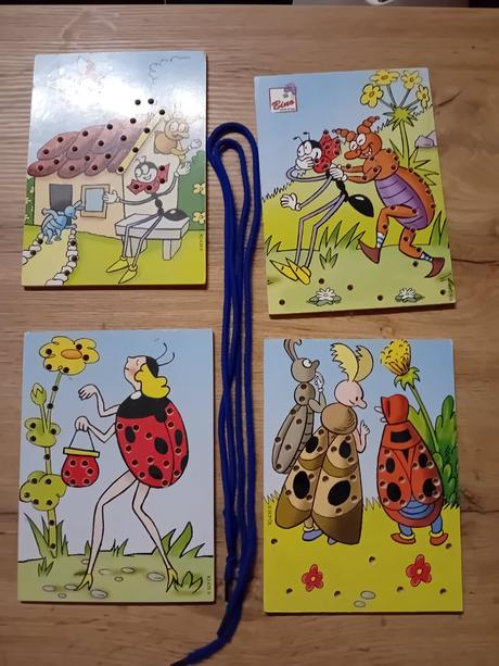 Dřevěná hračka ferda vyšívání,