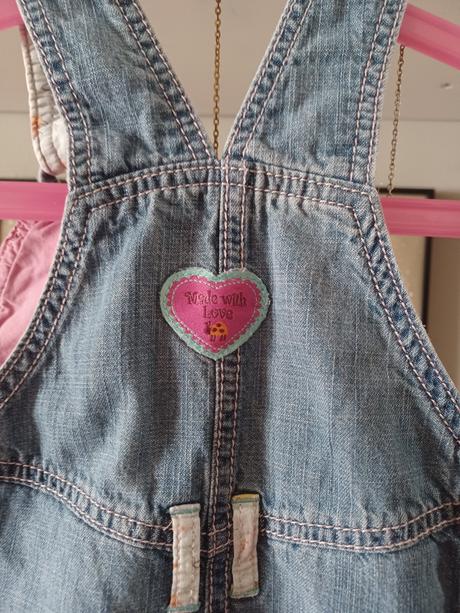 Džíny s laclem + pruhovaný svetr 68/74, next,68