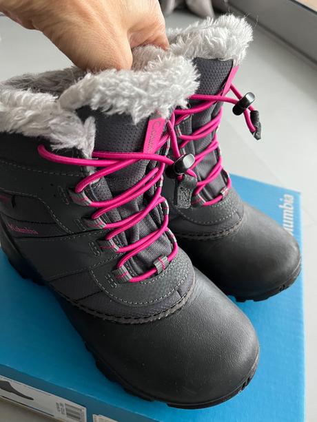 Sněhule columbia zateplen.šedorůžová 34 waterproof, columbia,34