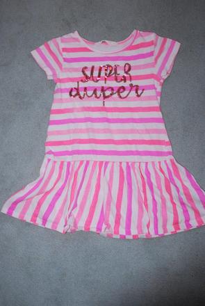 Neónové šaty s flitry, h&m,110