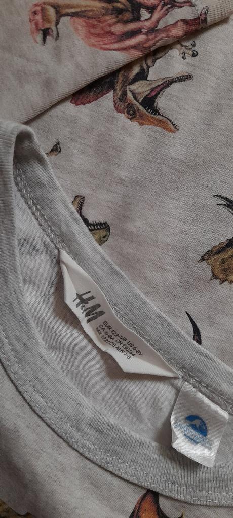 Melírové dinosauří tričko s dlouhým rukávem, h&m,128